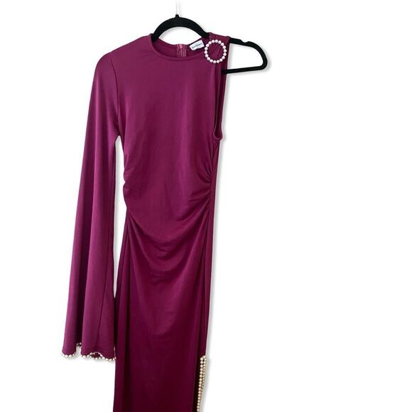 Khanums x REVOLVE Khriya Pearl Trim Maxi Dress Cranberry pink dress gown S - Picture 9 of 13